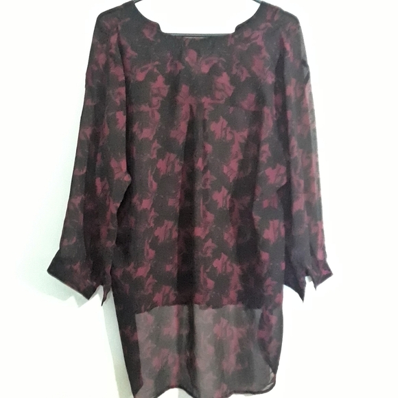 George Black and red sheer high low blouse size xl - Picture 2 of 4